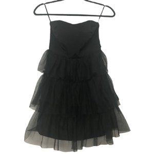Kimchi Blue Junior's Black Elastic Strapless Sheer Tiered Dress Size XS